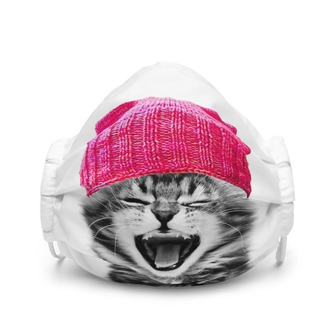 Cat in a Pink Hat Premium face mask