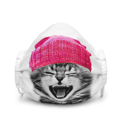 Cat in a Pink Hat Premium face mask